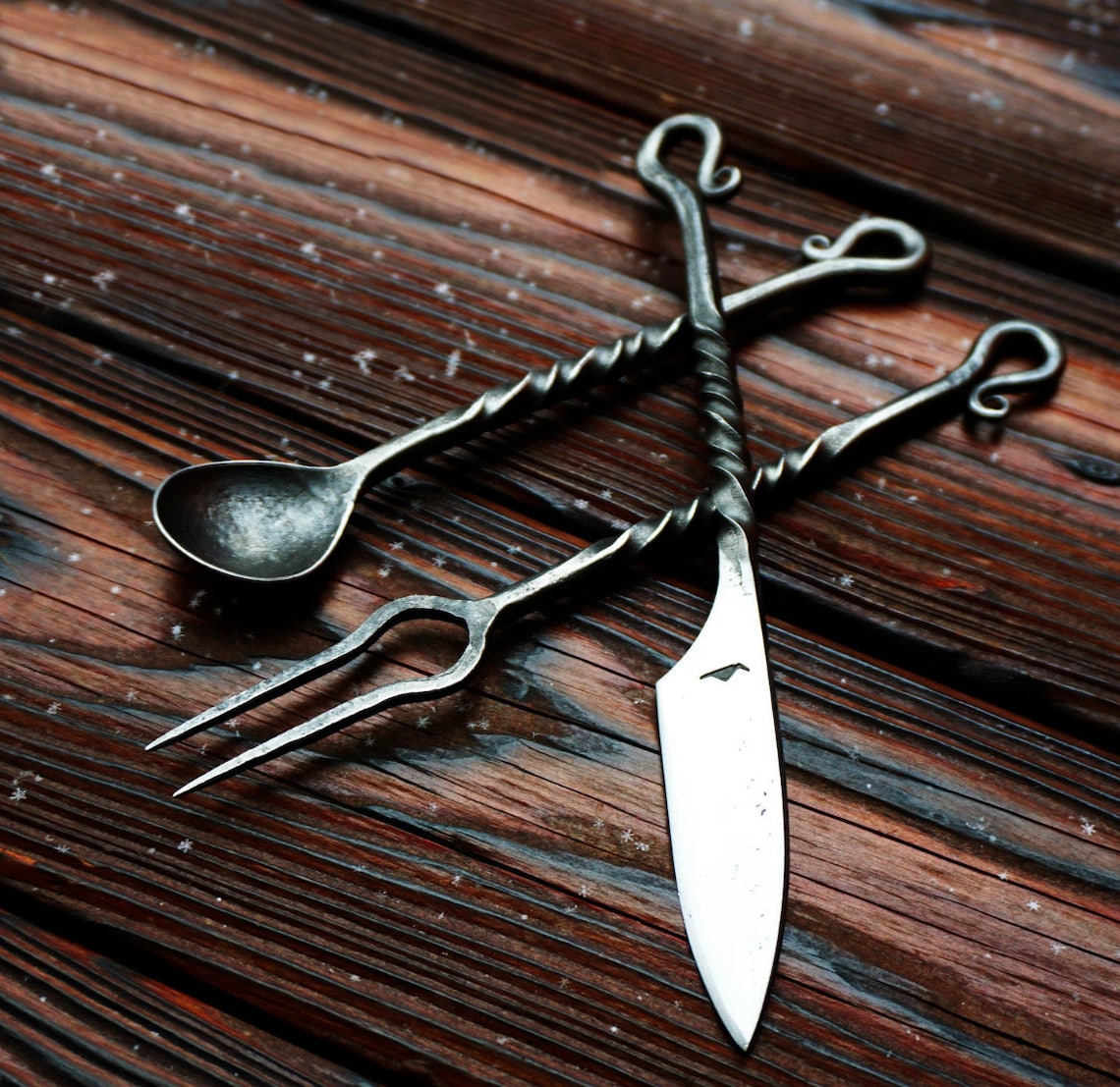 Forged Cutlery Set Hand Forged Dining Set Viking Cutlery - Etsy