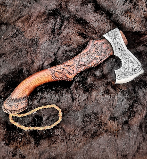 Hacha vikinga forjada hacha vikinga hacha de acero hacha de acero con  estuche de cuero Hacha personalizada grabada Herramienta de batalla de  campamento de caza Regalo del padre -  México