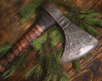 Engraved Jarl Viking axe steel handmade hatchet axe Engraved custom axe Hunting camping battle tool Father gift