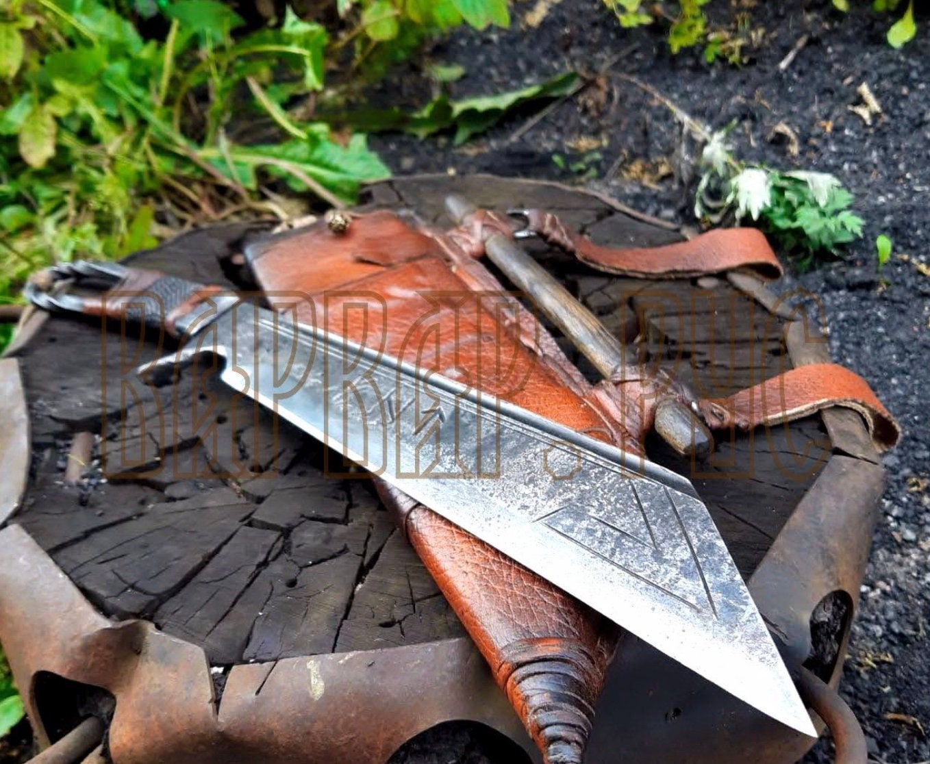 Cuchillo medieval cuchillo vikingo cuchillo de cuello forjado a mano 938EA  -  México