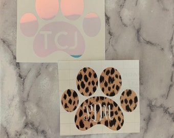 Monogram paw print decal for wine glass, car, laptop etc.