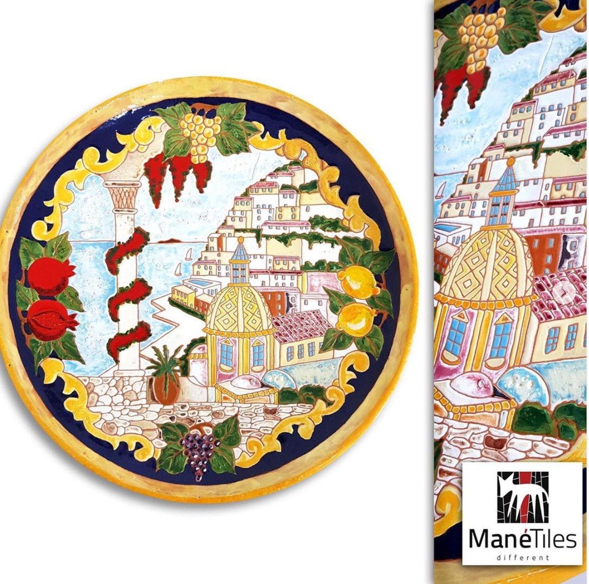 Italian Style Wall Hanging Ceramic Plate, Art Deco Furniture, Ceramic