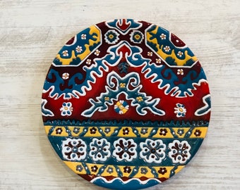 Art Deco Gift/Armenian Decor/Handmade Pottery/Ceramic Wall Hanging Cheese Board/Armenian Spirit