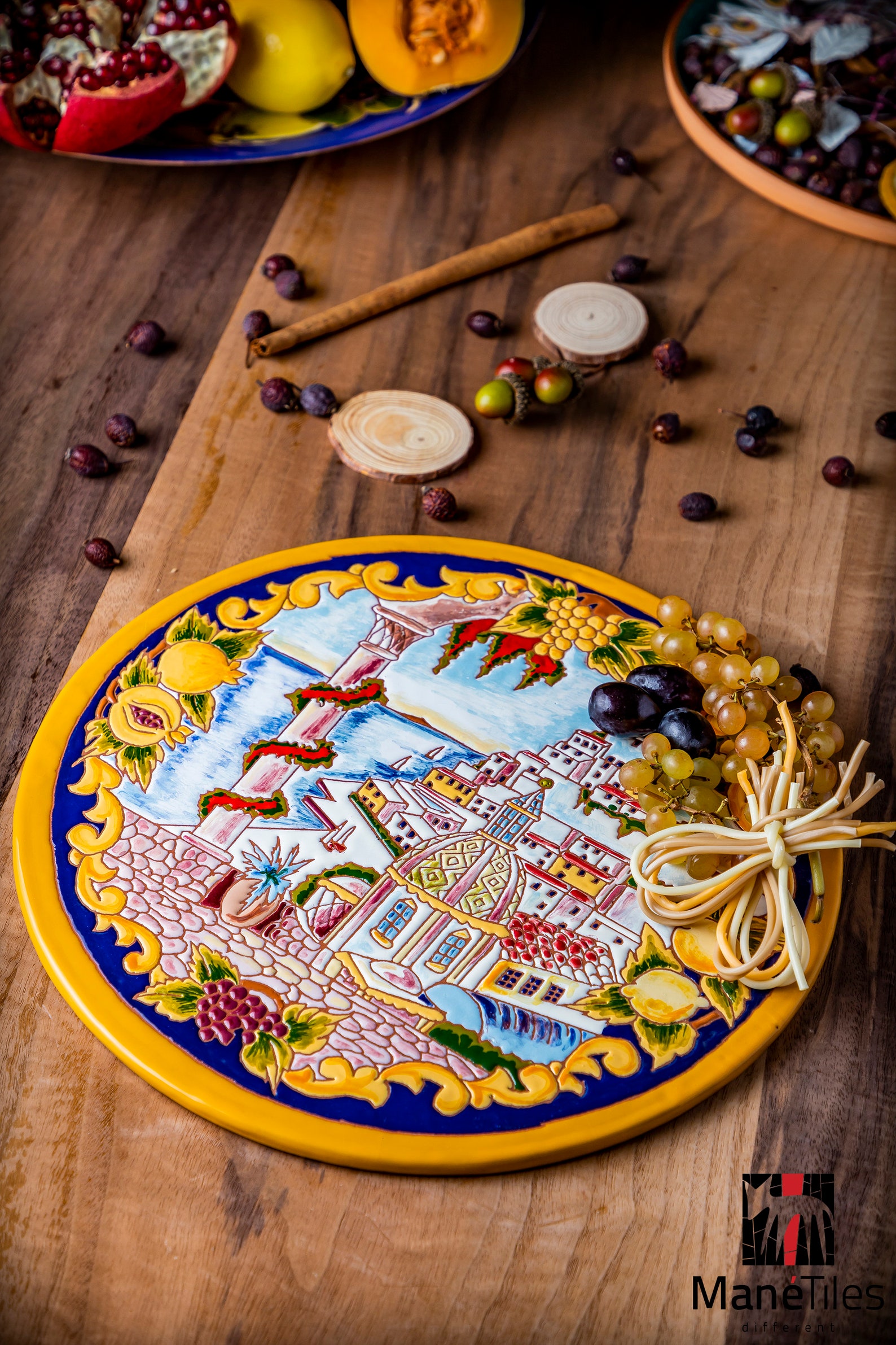 Italian Style Wall Hanging Ceramic Plate, Art Deco Furniture, Ceramic