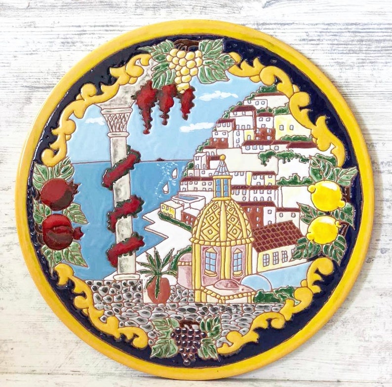 Italian Style Wall Hanging Ceramic Plate, Art Deco Furniture, Ceramic