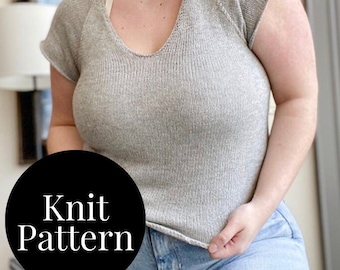 KNITTING PATTERN, Feels Like Summer Tee Pattern, Knit T-Shirt Pattern, Handknit Cotton T-Shirt