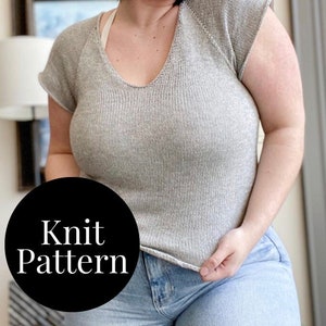 KNITTING PATTERN, Feels Like Summer Tee Pattern, Knit T-Shirt Pattern, Handknit Cotton T-Shirt