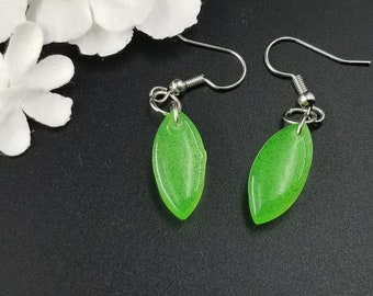 Bright Green Dangle Earrings - Resin