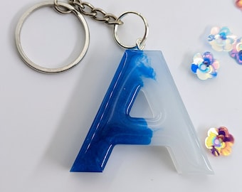 Blue & White  "A" Keychain