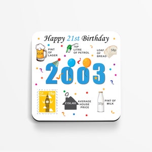 21st Birthday Coaster Born in 2003 Facts Unique 21st Birthday Gift Factual 21st Birthday Gift 21st Keepsake Milestone Birthday Bild 2