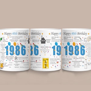 40th Birthday Mug – Born in 1986 Facts – 40 in 2026 – Back in 1986 – Unique 40th Gift – Keepsake Mug for Him, Her, Friend, Son, Daughter image 4