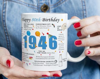 80th Birthday Mug – Born in 1946 Facts – 80 in 2026 – Back in 1946 – Unique 80th Gift – Keepsake Mug for Him, Her, Friend, Son, Daughter