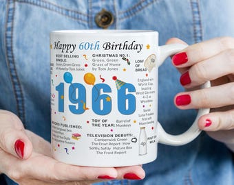 60th Birthday Mug – Born in 1966 Facts – 60 in 2026 – Back in 1966 – Unique 60th Gift – Keepsake Mug for Him, Her, Friend, Son, Daughter