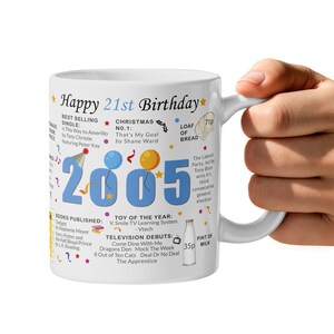 21st Birthday Mug – Born in 2005 Facts – 21 in 2026 – Back in 2005 – Unique 21st Gift – Keepsake Mug for Him, Her, Friend, Son, Daughter Blue