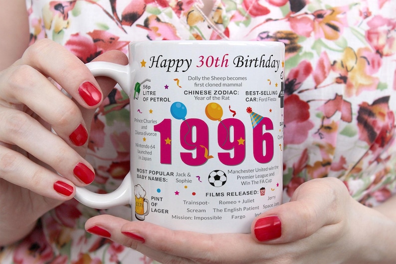 30th Birthday Mug – Born in 1996 Facts – 30 in 2026 – Back in 1996 – Unique 30th Gift – Keepsake Mug for Him, Her, Friend, Son, Daughter image 3