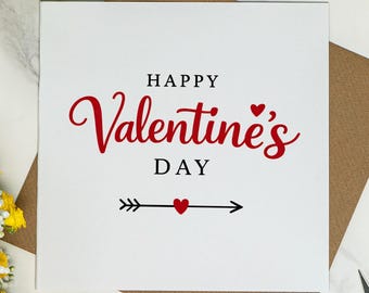 Happy Valentine’s Day Card - Simple Valentine’s Card for Him or Her, Classic Love Card - Minimal Romantic Design - Husband, Wife, Girlfriend