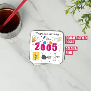 21st Birthday Coaster - Born in 2005 Facts - 21 in 2026 Gift - Unique 21st Birthday Gift - UK - 21st Keepsake - Nostalgic Milestone Birthday image 5