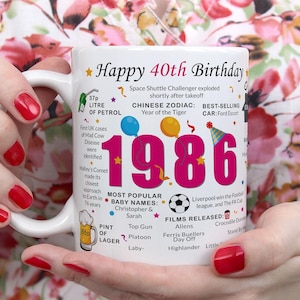 40th Birthday Mug – Born in 1986 Facts – 40 in 2026 – Back in 1986 – Unique 40th Gift – Keepsake Mug for Him, Her, Friend, Son, Daughter image 3