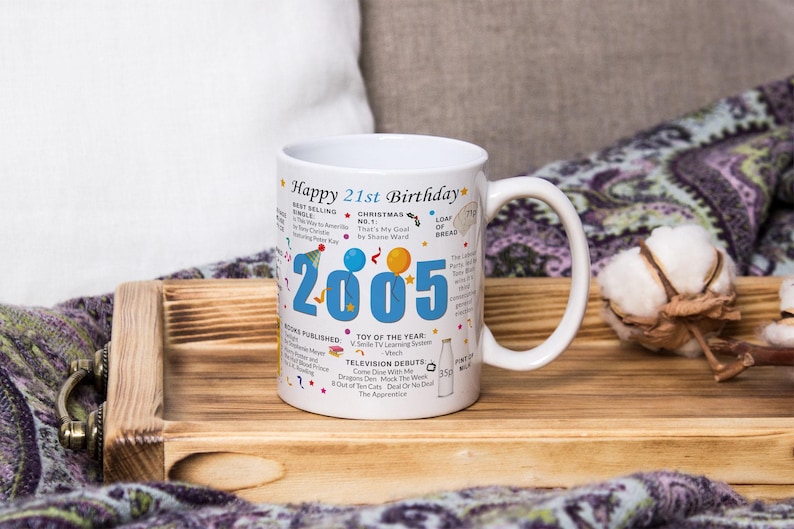 21st Birthday Mug – Born in 2005 Facts – 21 in 2026 – Back in 2005 – Unique 21st Gift – Keepsake Mug for Him, Her, Friend, Son, Daughter image 2