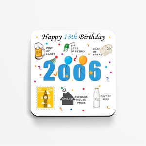 18th Birthday Coaster Born in 2006 Facts Unique 18th Birthday Gift Factual 18th Birthday Gift 18th Keepsake Milestone Birthday image 2