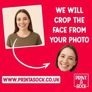 Custom face socks printed with loved ones face makes a fantastic unique personalised gift, novelty sock gift, customisable socks Bild 7