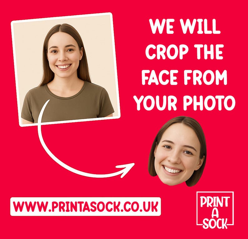 Custom face socks printed with loved ones face makes a fantastic unique personalised gift, novelty sock gift, customisable socks Bild 7