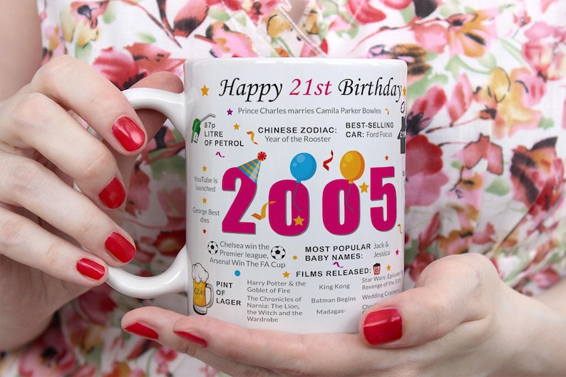 21st Birthday Mug – Born in 2005 Facts – 21 in 2026 – Back in 2005 – Unique 21st Gift – Keepsake Mug for Him, Her, Friend, Son, Daughter image 3