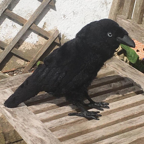 Handmade to Order / Life-Size Raven Crow Faux Fur Corvid / Spirit Animal Totem Bird Gothic Dark Academia Goth Original Design Art