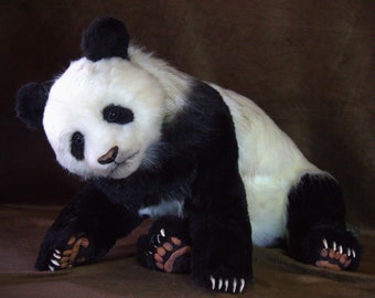 Realistic Handmade Panda Cub / Original Design Soft Sculpture Art Doll Plush Faux Fur Plushie Spirit Totem Animal