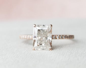 1.75 CT Radiant Cut Lab Grown Engagement Ring IGI Certified Diamond Ring Hidden Halo Pave Diamond Ring Anniversary Ring Promise Ring For Her