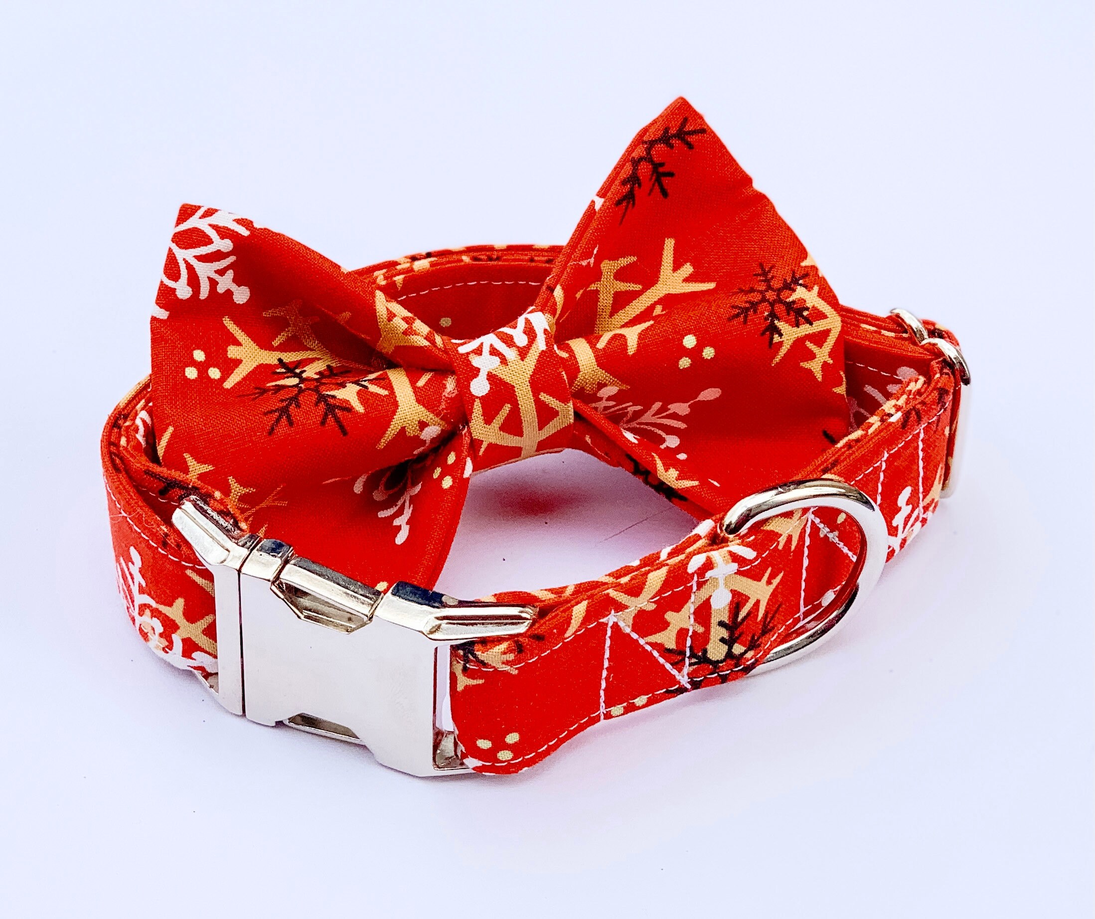 Snowflake Christmas Dog Bow Tie Over the Collar Dog Bow Tie Etsy