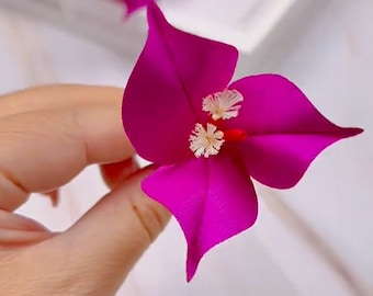 Tutorial hecho a mano de buganvillas, guía en vídeo de flores simuladas, lección de manualidades florales DIY, elaboración de flores de simulación