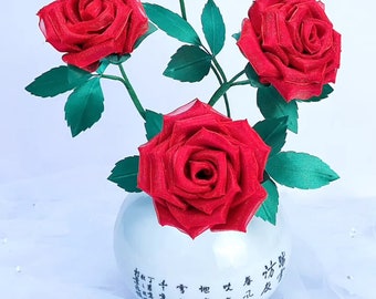 Tutorial para hacer rosas de seda mágicas, guía de obras maestras florales de bricolaje, kit de encantamiento artesanal, pasos creativos para hacer flores