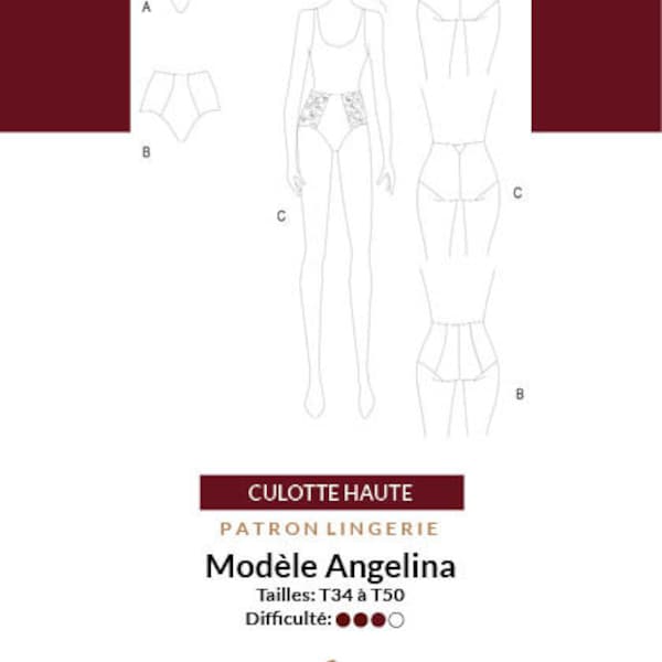 PDF-Muster für den hohen Slip ANGELINA - PDF-Muster für den hohen Slip ANGELINA - Schnittmuster - DIY-Dessous