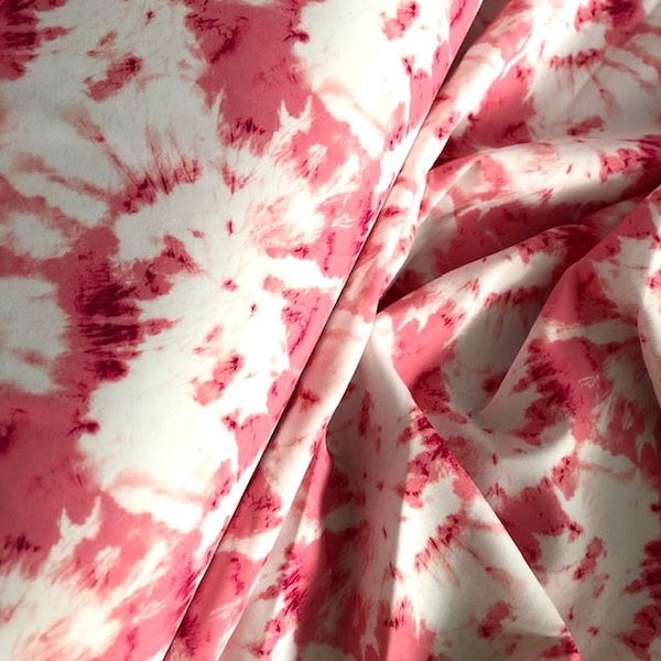 tissu maillot de bain imprimé tie dye rose 50cm largeur 150cm - swimsuit fabric spandex - couture DIY