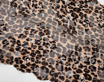 dentelle stretch motif animal largeur 22cm - strech lace 22cm width - fournitures couture lingerie et loisir créatif DIY