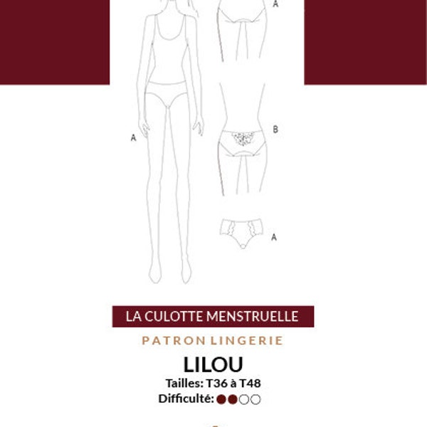 patron pdf de la culotte menstruelle LILOU - pdf period panty pattern LILOU - patron de couture- lingerie DIY