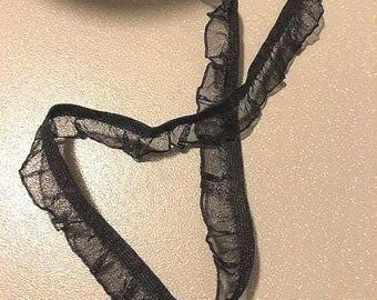 Black frou frou elastic 14mm - Black elastic 14mm - lingerie couture
