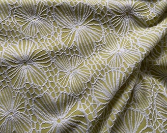tissu jacquard pour maillot de bain OLIVE CITRONE 50cm largeur 130cm- swimsuit fabric lurex (0,55yd x 1,35yd)  - DIY