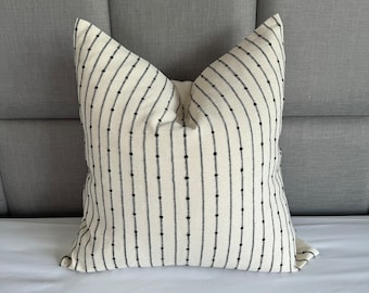 Handwoven Cotton Pillow Cover, Striped Dot Pattern, Chiang Mai Decor