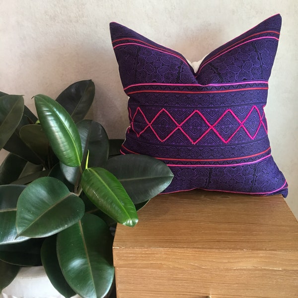 20"x20", Hmong pillow,  cotton  pillow cover, Hmong pillow, Hmong fabric with embroidered , Cotton woven ,Thai Pillow