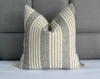 Handwoven Chiang Mai Cotton Pillow Cover, Striped Cream Linen