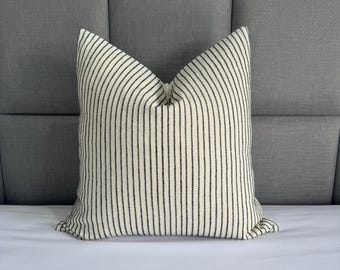 Handwoven Chiang Mai Cotton Pillow Cover, Striped Linen Back