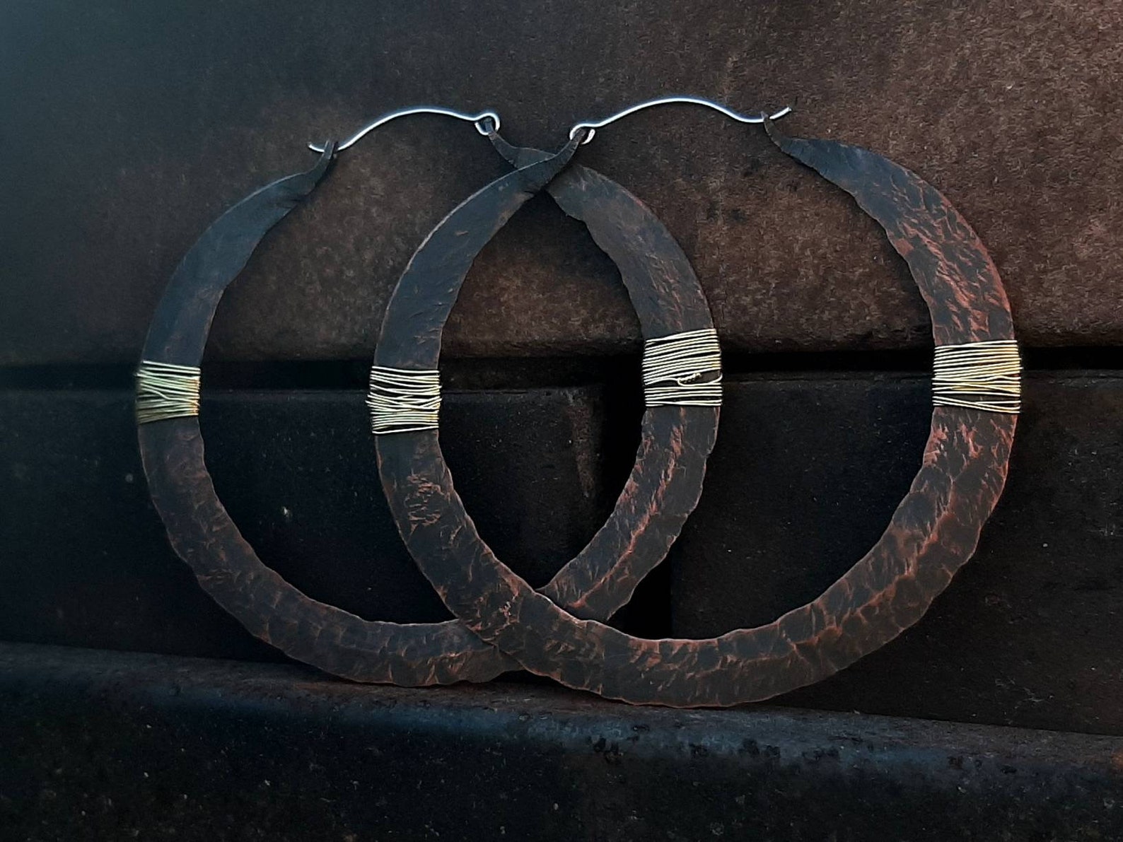 Viking Hoop Earrings Big Rusted Hoops For Women And Girls Etsy