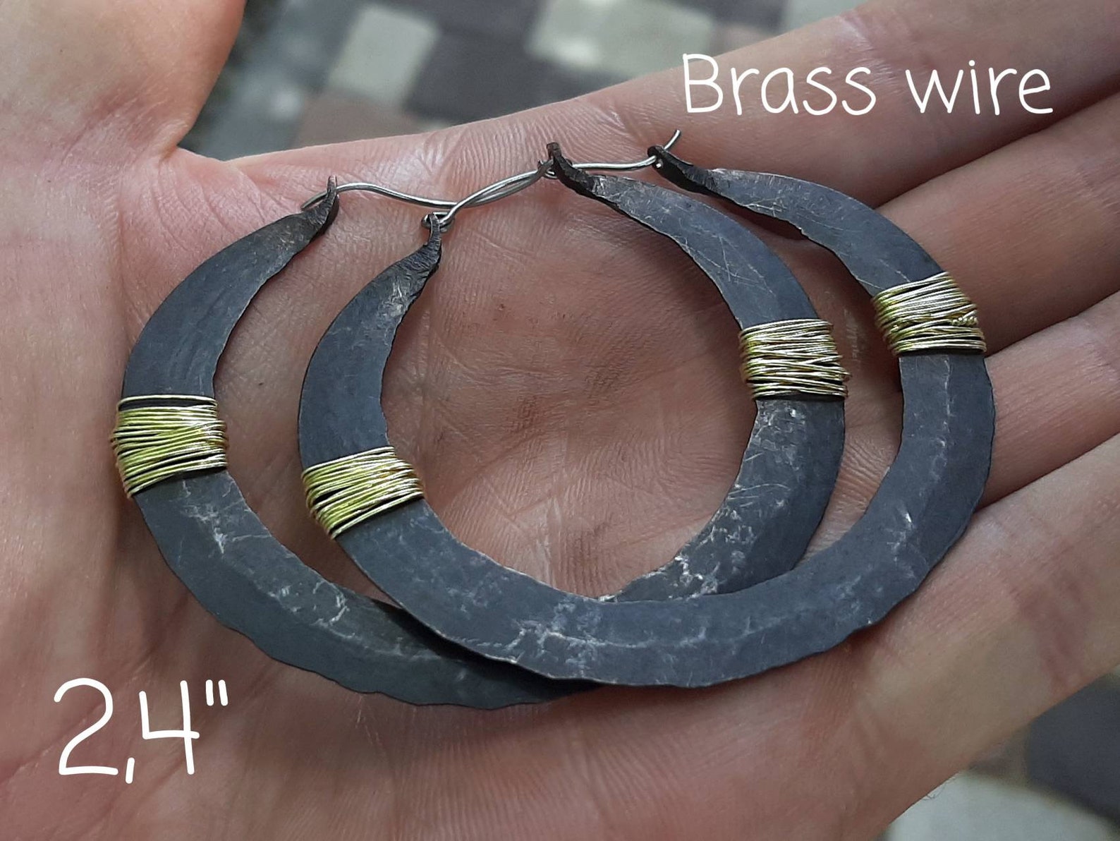 Viking Hoop Earrings Big Rusted Hoops For Women And Girls Etsy