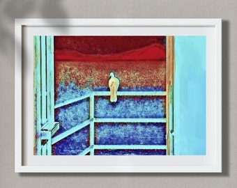 Lake. Wall art with seabird as a window to the ocean. Magic by the sea, Fine Art Print