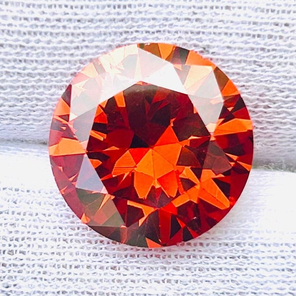 Cubic Zirconia | AAA Quality Cubic Zirconia Round Shape | Orange Color CZ Loose Stones Brilliant Quality | (0.5mm-15 mm)