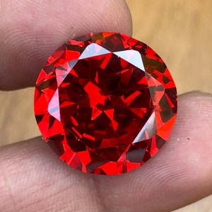 76 ct Red Cubic Zirconia | AAA Quality Cubic Zirconia Round Shape | Red Garnet Color CZ Loose Stones Brilliant Quality | (22.60mm)