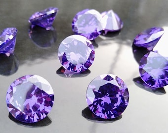 AAA Amethyst Cubic Zirconia: Round Loose Stone (1mm-15mm)