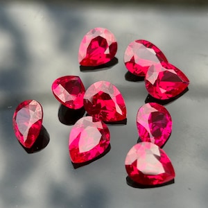 Dark Pink Color Pear Shape Cubic Zirconia | AAA Quality Cubic Zirconia Imitation Color CZ Loose Stones For Jewelry Making (2x4mm-10x12mm)